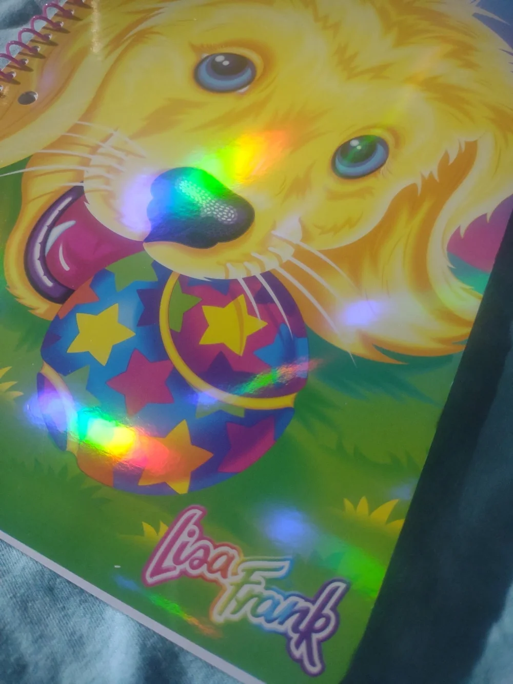 Lisa Frank Yellow Puppy Holographic Dog Notebook NEW